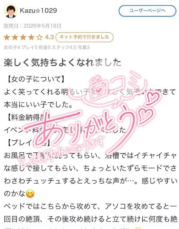 【お礼写メ日記】