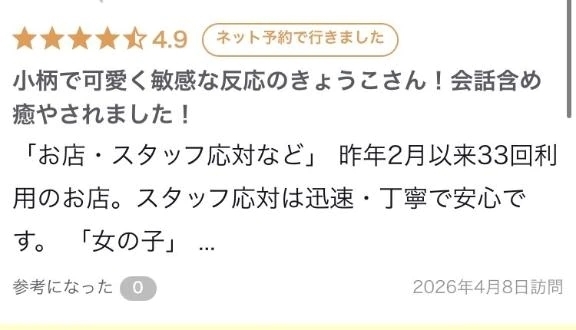 早速の口コミ👀｜写メ日記｜きょうこ｜鶯谷 一般デリヘル 鶯谷デリヘル倶楽部