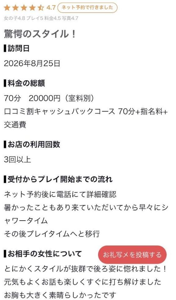 【お礼写メ日記】