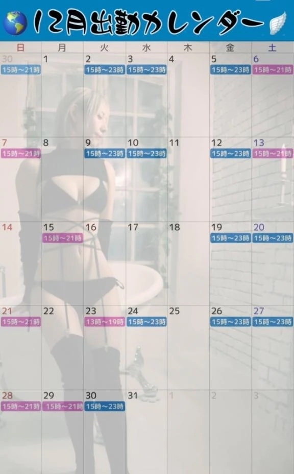 🌎12月出勤カレンダー🪽