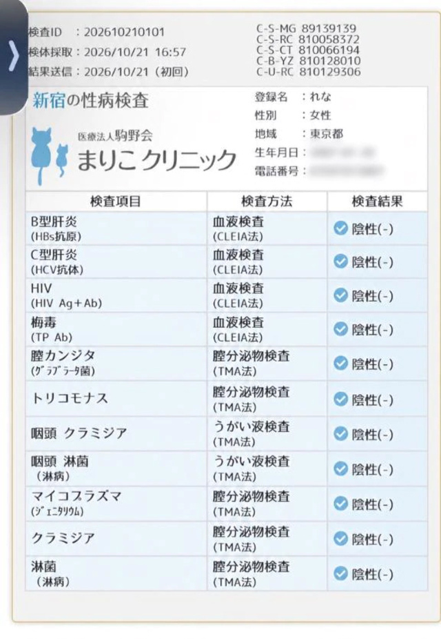 検査結果👩‍⚕️｜写メ日記｜LENA｜新宿 一般デリヘル GINGIRA☆TOKYO～ギンギラ東京～
