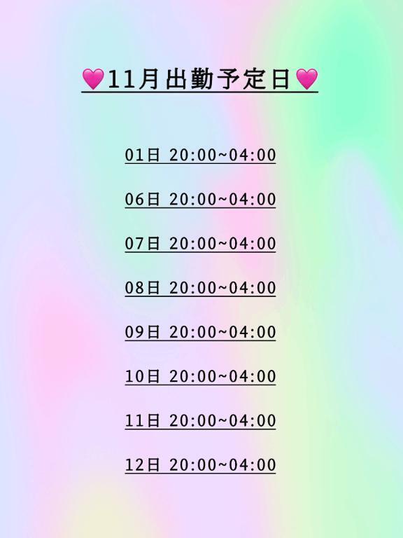 11月の出勤予定です