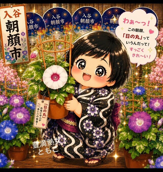 朝顔を愛でる